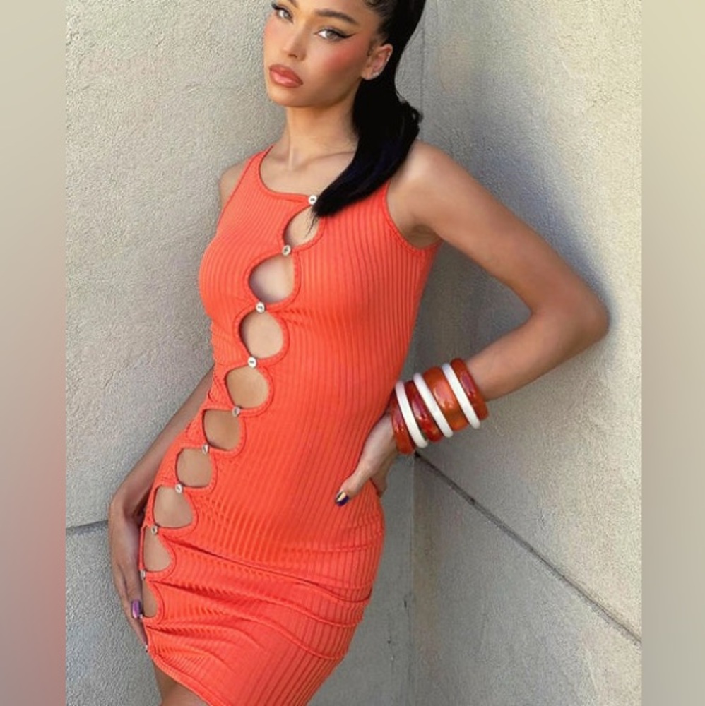 Sexy Cut-Out Ribbed Dress